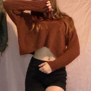 pink rose crop sweater